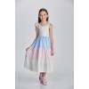 Vestido Menina de Seda Tricolor 0429