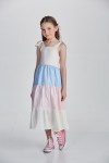 Vestido Menina de Seda Tricolor 0429